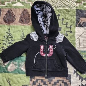 Black Kids Hoodie with Red U Design